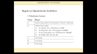 Lateinische Verse skandieren Regeln zu Längen und Kürzen u a Naturlänge Positionslänge [upl. by Ash]