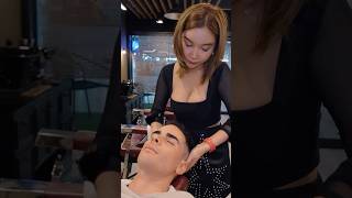 ASMR Haircut Shave and Head Massage by Thai Female Barber shorts [upl. by Matilde]