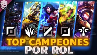 TOP MEJORES CAMPEONES PARA MAINEAR EN CADA ROL ELO BAJO Y ELO ALTO  Guía campeones [upl. by Nodyarg]