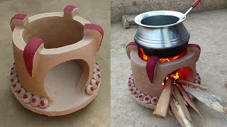 Most Beatifull clay stove  mitti ka chulha banane ka tarika fire stove Primitive Skills DIY IDEA [upl. by Zwiebel650]