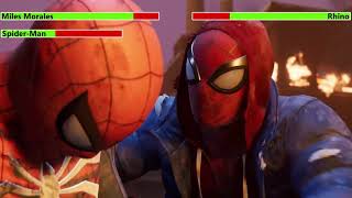 Marvels SpiderMan Miles Morales 2020 Rhino Boss Fight with healthbars [upl. by Leroi367]