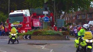 70m 145 tonne lorry meets small Surrey roundabout [upl. by Petigny]