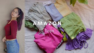 Amazon Tops Haul  10 TOPS  No slip tops [upl. by Azitram]