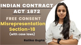 FREE CONSENT  MISREPRESENTATION  SECTION18 CONTRACT ACT 1872 [upl. by Casaleggio41]