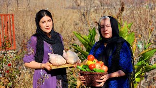 Cooking Chicken and Saffron Rice Zereshk Polo in a Country House  Iran Village Life [upl. by Soalokcin]