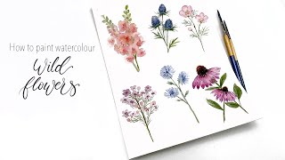 How To Paint Watercolour Wild Flowers [upl. by Martynne]