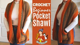 How To Crochet A Beginner Pocket Shawl  Scarf [upl. by Trutko]