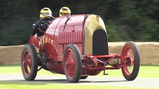 The Beast of Turin 1911 Fiat S76 in Action  284litre 4Cylinder Engine Sound [upl. by Damara]