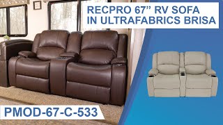 RecPro Charles 67quot Powered RV Wall Hugger Recliner Sofa in Ultrafabrics Brisa [upl. by Anidal]