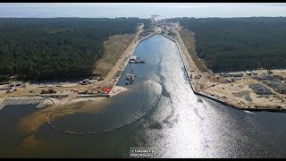 Przekop Mierzei Wiślanej Przelot nad całą inwestycją 4K [upl. by Aikenahs]