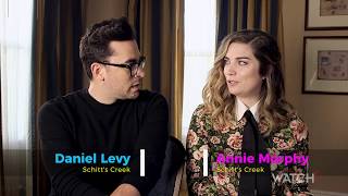 5 Funny Questions w Schitts Creeks Daniel Levy Eugene Levy Catherine O Hara amp Annie Murphy [upl. by Aidroc]