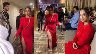 Malaika Arora Uncomfortable Moments in Thigh Slit Red Gown At An Event II Malaika Arora hot dress [upl. by Yral]