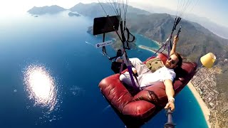 Guy Paraglides With Sofa and TV Set [upl. by Ayor168]