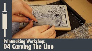 Linocut Printmaking Tutorial 04 Carving The Block [upl. by Nosmoht112]