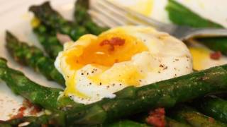 Asparagus with Prosciutto and Egg  Roasted Asparagus with Prosciutto Bits and Poached Egg [upl. by Aihsenad]