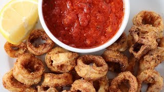 Calamari Fritti Italian Fried Calamari Light Crispy amp Tender With Spicy Marinara Sauce [upl. by Doty84]