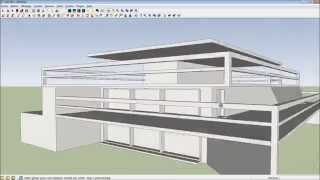 google sketchup 8 tutorial modern house modeling hd  kerkythea render [upl. by Cirdnek]