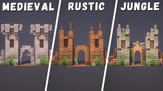 5 Unique Gate Designs  Minecraft Tutorial [upl. by Atinid]