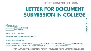 Letter for Document Submission – Submission of Documents Letter Format [upl. by Aronoh]