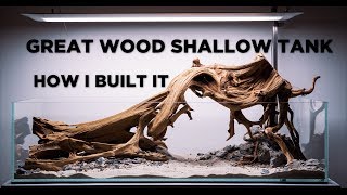 Great Wood shallow aquarium  Aquascaping tutorial [upl. by Annel]