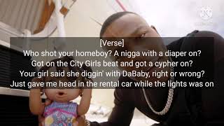 DaBaby  Act Up City Girls Remix Lyrics [upl. by Aleunam404]