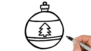 How to Draw Christmas Ornament Ball  Easy Christmas Drawings [upl. by Aiuqes]