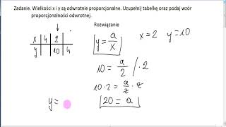 Zadanie 2 Wyznaczanie wzoru proporcjonalności odwrotnej [upl. by Alyat]