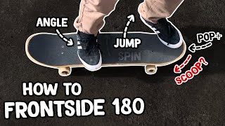 How to Frontside 180  Beginner Skateboard Tricks Tutorial Slow Motion [upl. by Enitsuga]