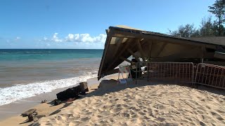 Erosion topples popular pavilion at Mauis Baldwin Beach [upl. by Arhez506]