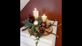 Stroik świąteczny na plastrze drewna  DIY Christmas decoration [upl. by Innep323]