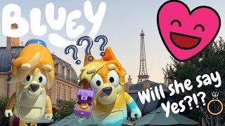 😍💍 Bluey  Uncle Rad Proposes to Aunt Frisky in Paris 😍 Disney Jr  ABC Kids [upl. by Aerb]