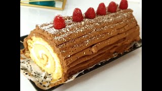 Bûche très facile et inratable bûche Noël roulé [upl. by Ettenal]