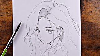 How to Draw Anime portrait  Anime girl Drawing [upl. by Aterg]