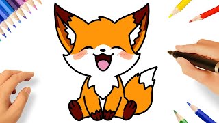 HOW TO DRAW A CUTE FOX STEP BY STEP 🦊 [upl. by Backler310]