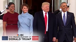 The Obamas Welcome The Trumps At The White House  NBC News [upl. by Enicnarf]