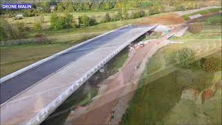 Passage de la déviation dEvreux au dessus de la vallée de lIton viaduc filmé en drone [upl. by Lizette]