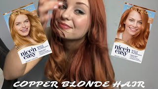 Dyeing My Hair Copper Blonde  Clairol Nice n Easy [upl. by Aitra561]