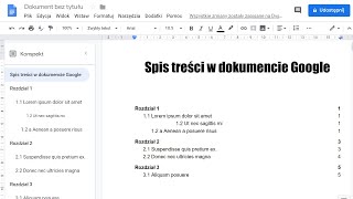 Automatyczny spis treści w dokumencie Google [upl. by Holmun]