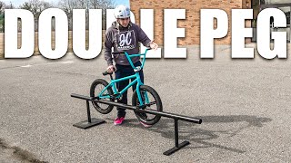 HOW TO DOUBLE PEG A RAIL BMX Easiest Way for Beginners [upl. by Ajed]