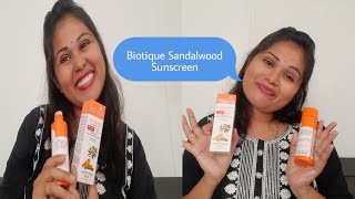 Biotique Sandalwood Sunscreen Review biotique biotiqueskincare skincare Sunscreen itspj20 [upl. by Nahama826]