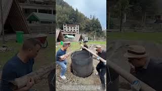 Put A Big Iron Barrel Into The Pit For Roasting Whole Lamb [upl. by Rede359]