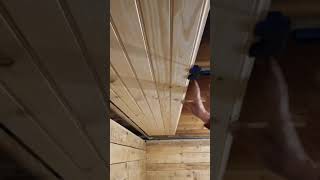 How to Straighten Tongue amp Groove Pine Ceilings close up [upl. by Lledrac343]