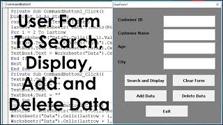 Excel VBA UserForm Search Display Add and Delete Data  Advanced UserForm Example [upl. by Akinehs]