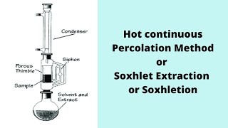 Soxhlet Extraction Method  Hot continuous Percolation Method  Soxhlet Extraction apparatus [upl. by Rehctaht]