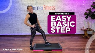 Basic Step Aerobics  126 BPM  CDornerFitness 348 [upl. by Adnohser]