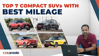 Top 7 Compact SUVs with Best Mileage  XUV 3XO Sonet Brezza Nexon and more  CarWale [upl. by Eilata]