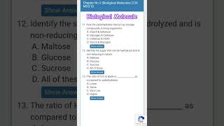 BIOLOGICAL MOLECULES MCQS biological molecules mcq [upl. by Schilit]