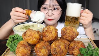 크림소스에 푹 바삭한 후라이드치킨에 시원한 맥주까지 치맥 먹방🍗🍺CRISPY CHICKEN WITH CREAM SAUCE MUKBANG ASMR [upl. by Bihas]