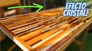 TUTORIAL 🔅Acabado CRISTAL con resina EPÓXICA TABLERO de MADERA con EPOXY [upl. by Filmer]