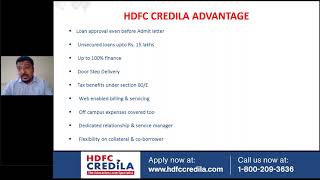 HDFC Credila Education Loan Process Requirements and Benefits for Students 2021 [upl. by Tamas]